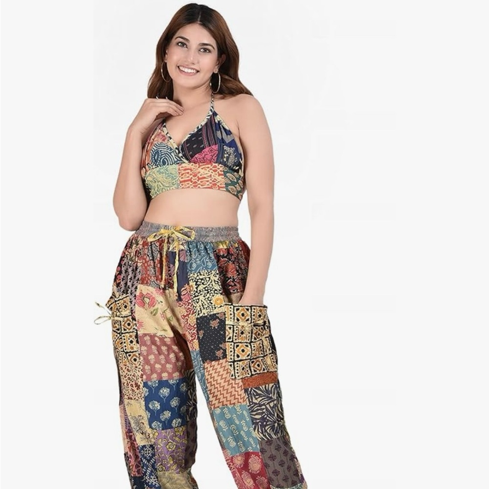 Amazon Colorful Patchwork Wide Leg Pants